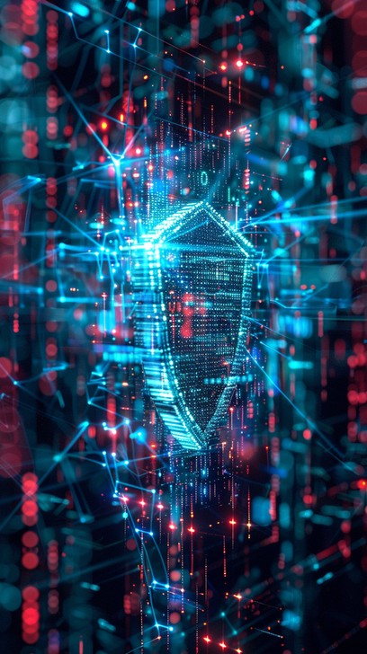 Abstract digital network representing blockchain investment areas